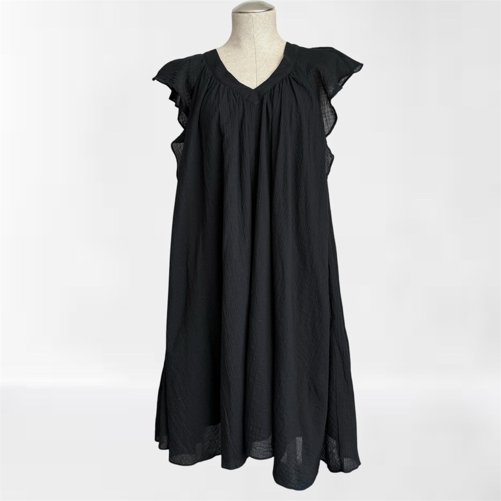 COS Ruffled Cap-Sleeve Dress in Black - Picture 2 of 11